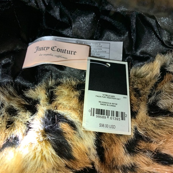 NWT Juicy Couture faux leopard fur trapper hat main image 5
